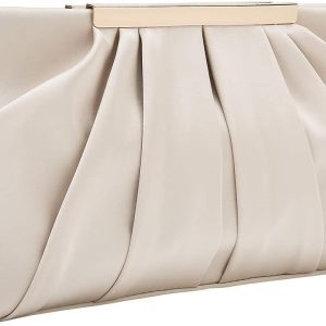 Pleated Satin Evening Clutch Bag