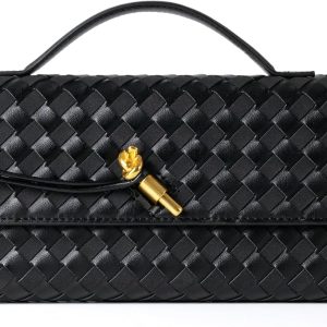 Woven Leather Evening Clutch Bag