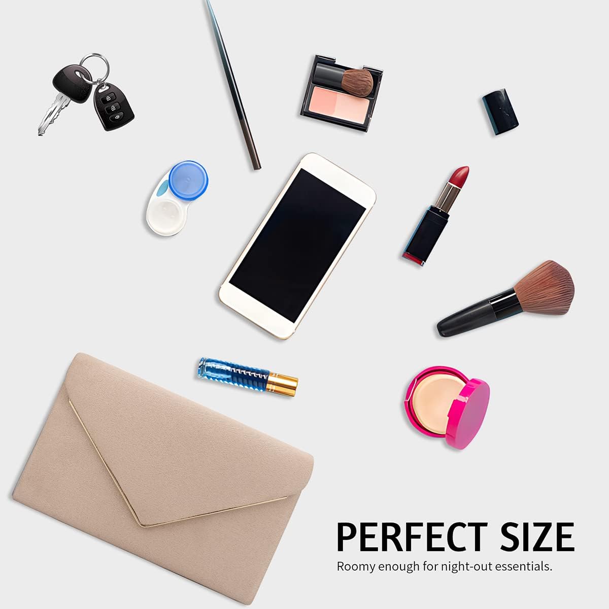 Faux Suede Crossbody Clutch Bag - Image 6
